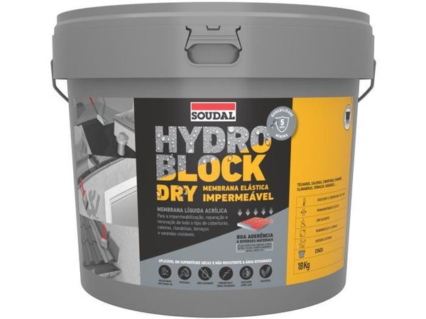 Impermeabilizante Soudal Hydro Block Dry 18Kg (Cinza)